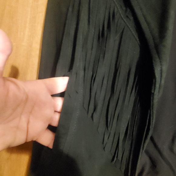 PAIGE DARLENE FRINGED SUEDE LEATHER. CROPPED. BLACK. OPEN  XS - Picture 7 of 13